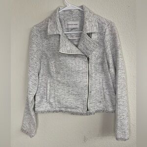 Cupcakes & Cashmere Clementine Tweed Notch Lapel Grey Jacket Medium Like New EUC